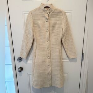Vintage 1960s David Crystal cream coloured button up overcoat or dress